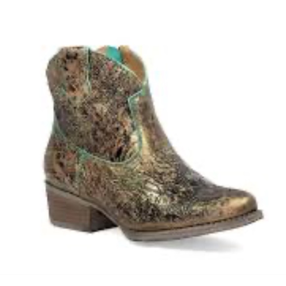 Sterling River Turquoise and Metallic Western Cowboy Boots - Picture 2 of 11